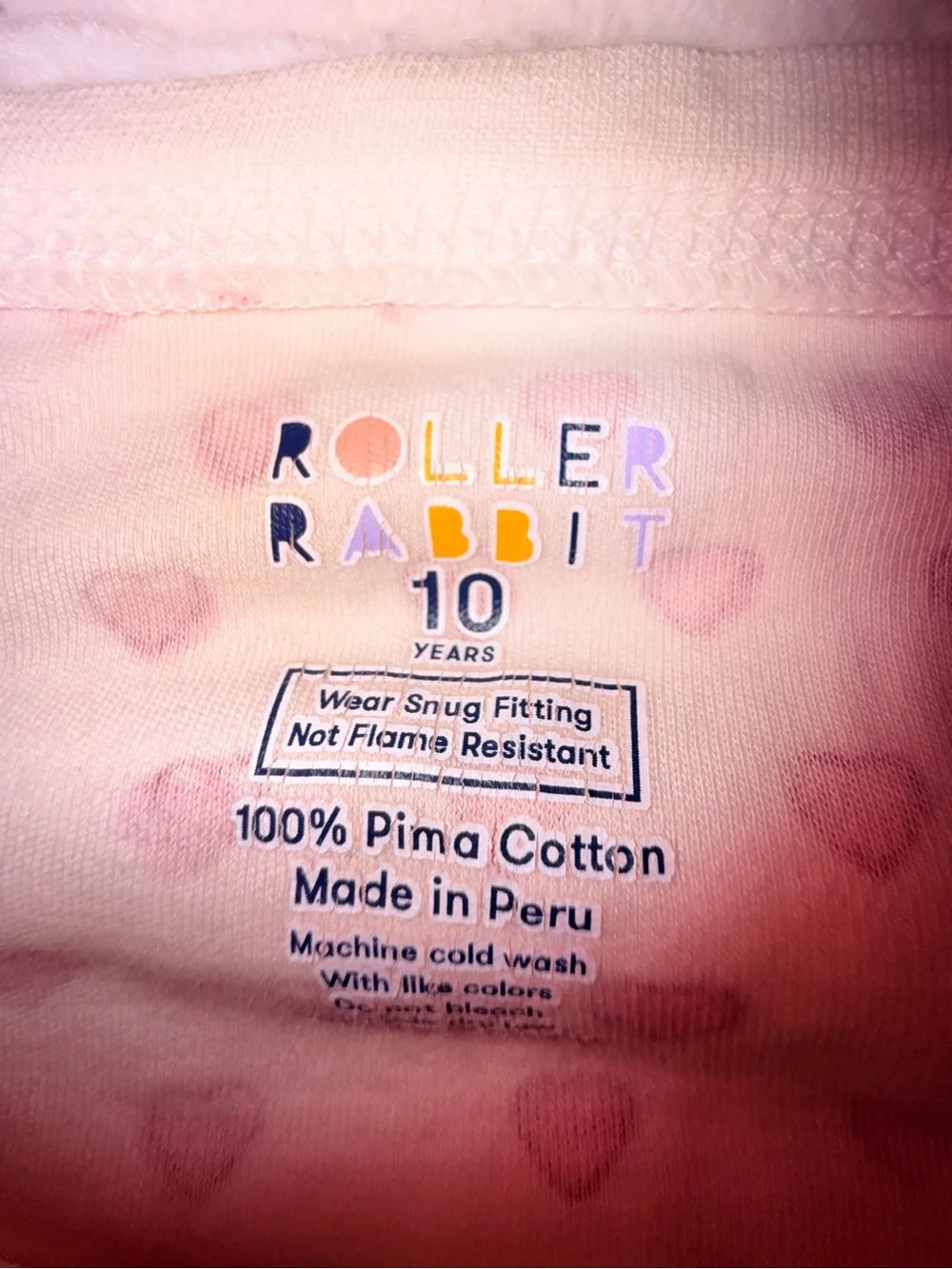 Roller Rabbit - Kids Hearts  Pink and White Long Sleeve Pajama TOP ONLY - 10